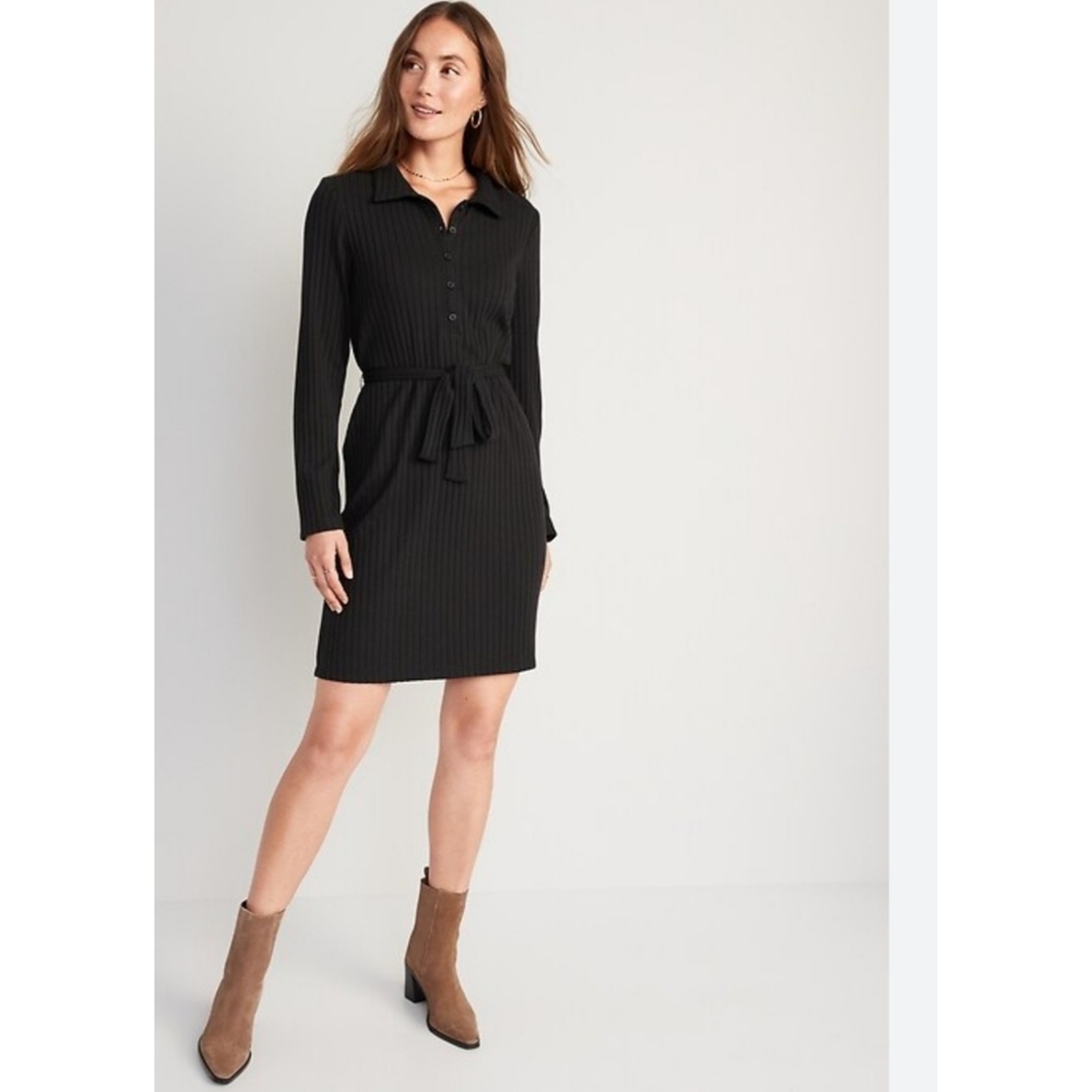 OLD NAVY Ribbed Knit Belted Polo Dress XL